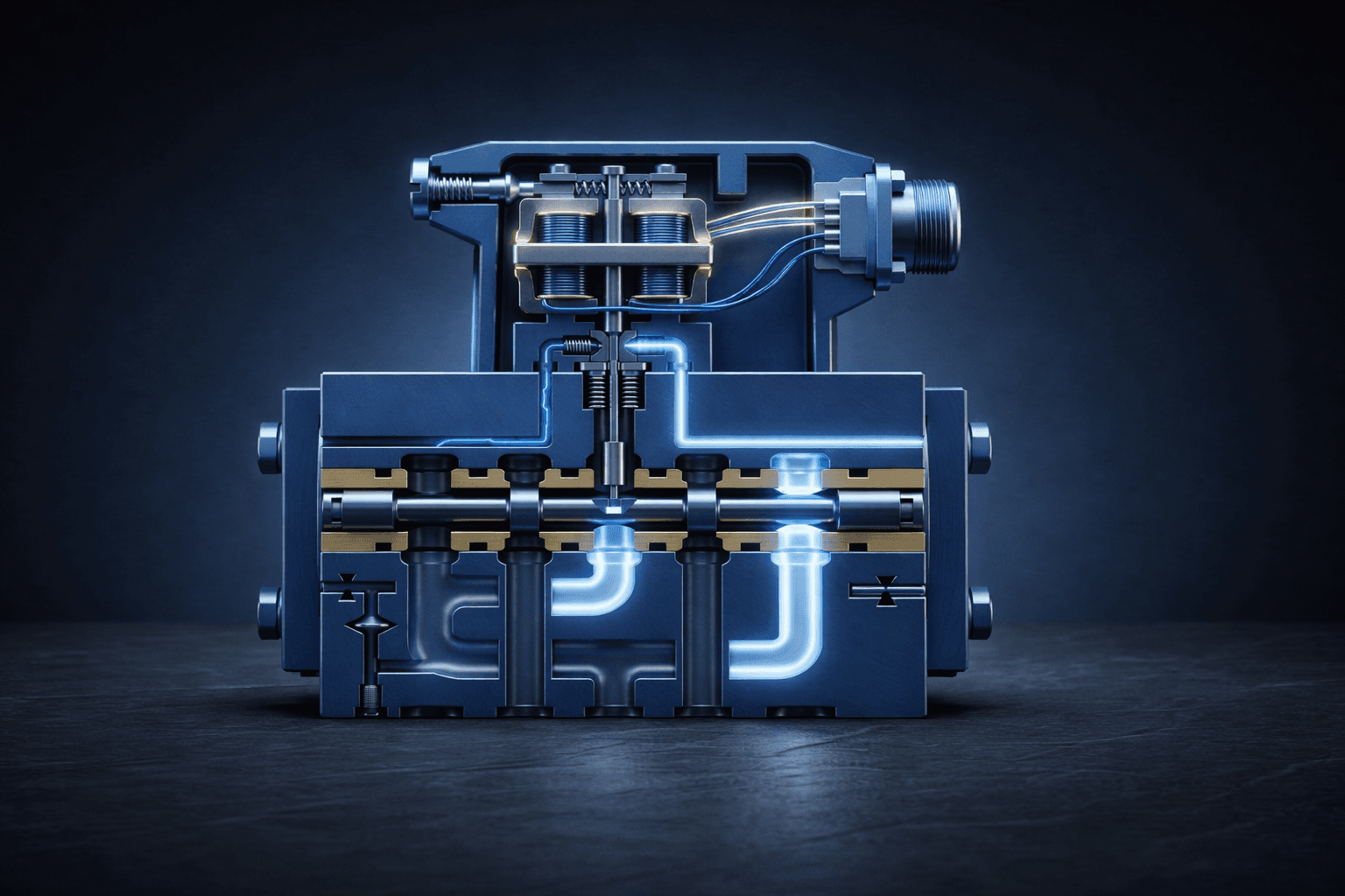 Servoválvula Moog en banco de ensayo hidráulico GQ